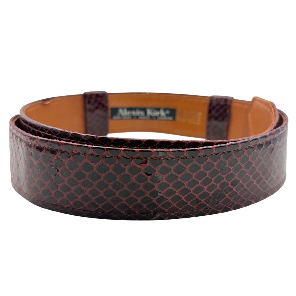 Alexis Kirk Reptile Belt Womens M Burgundy Snakeskin Vintage Waist Cinch 80s 90s